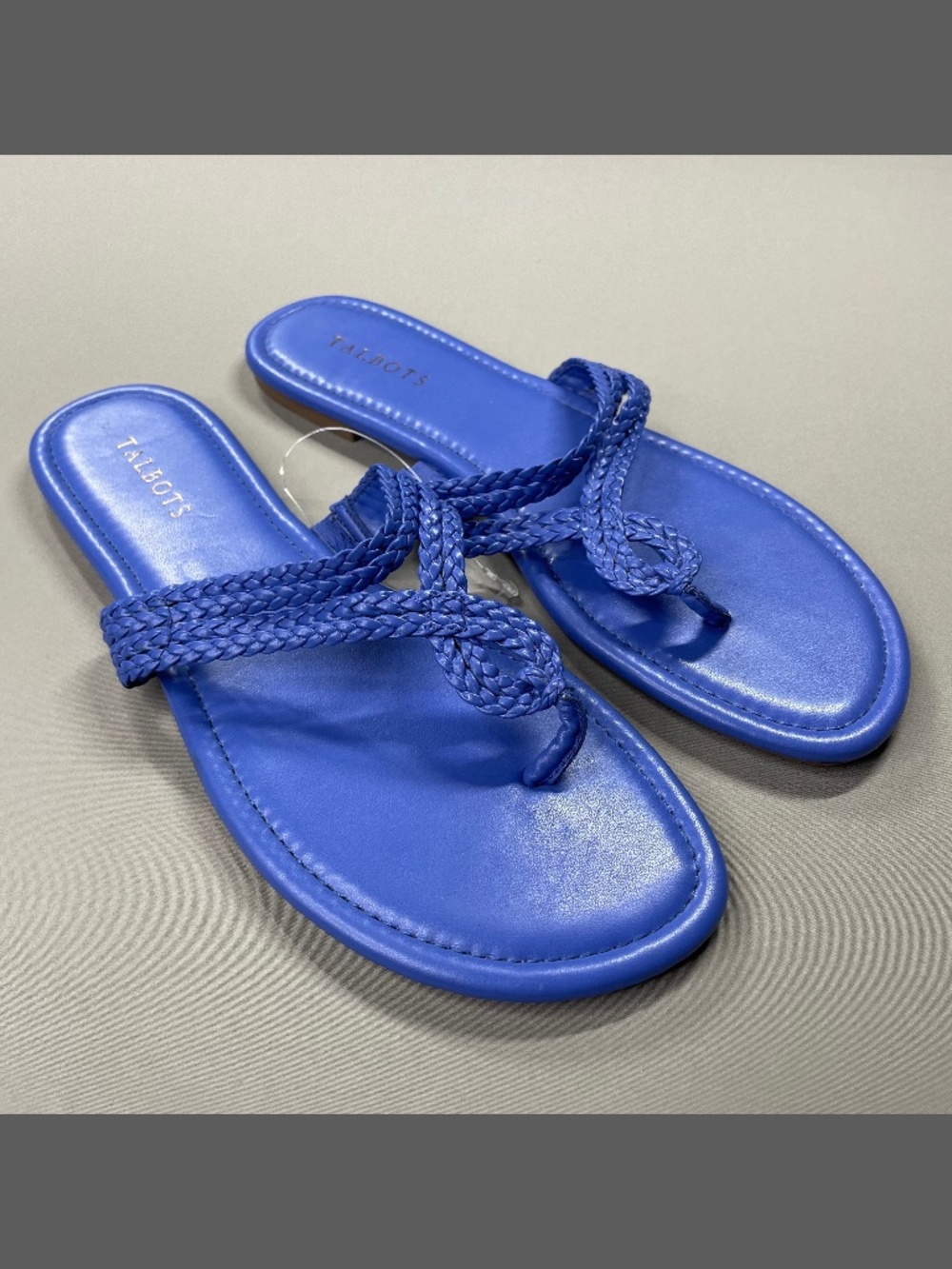 NEW Talbots Shoes Womens 11 blue cece faux leather braided sandals summer beach